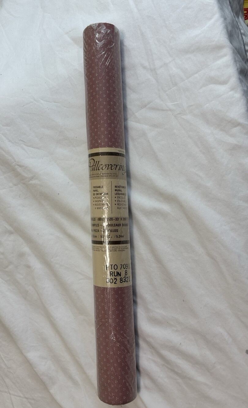 C&A Wallcoverings Wallpaper Vintage Pink Dots Bolt 33ft. x 20.5" Sealed Cottage